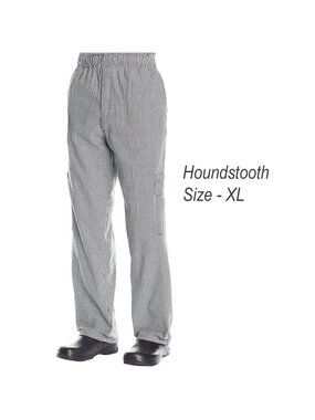 Chef Code Cargo Pants Elastic Waist Drawstring Zipper Cargo Pants XL Houndstooth
